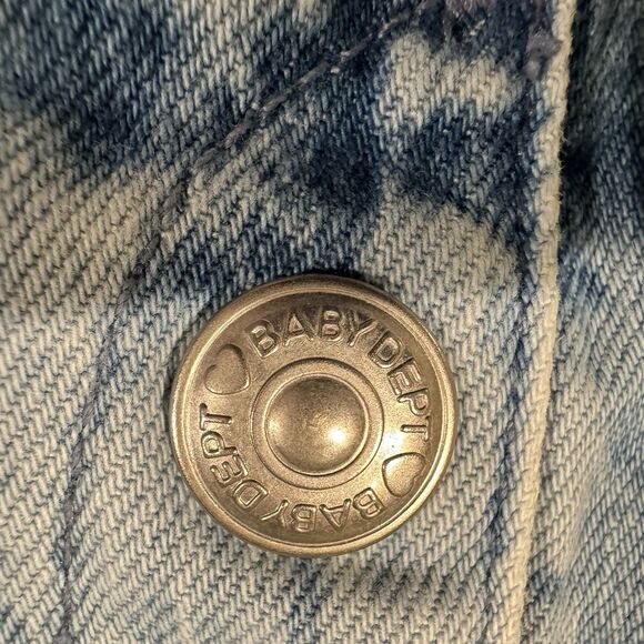 H & M Baby Girl 6 Months Acid Wash Denim Overall Dress Jumper Pockets HM Grunge - Picture 7 of 13